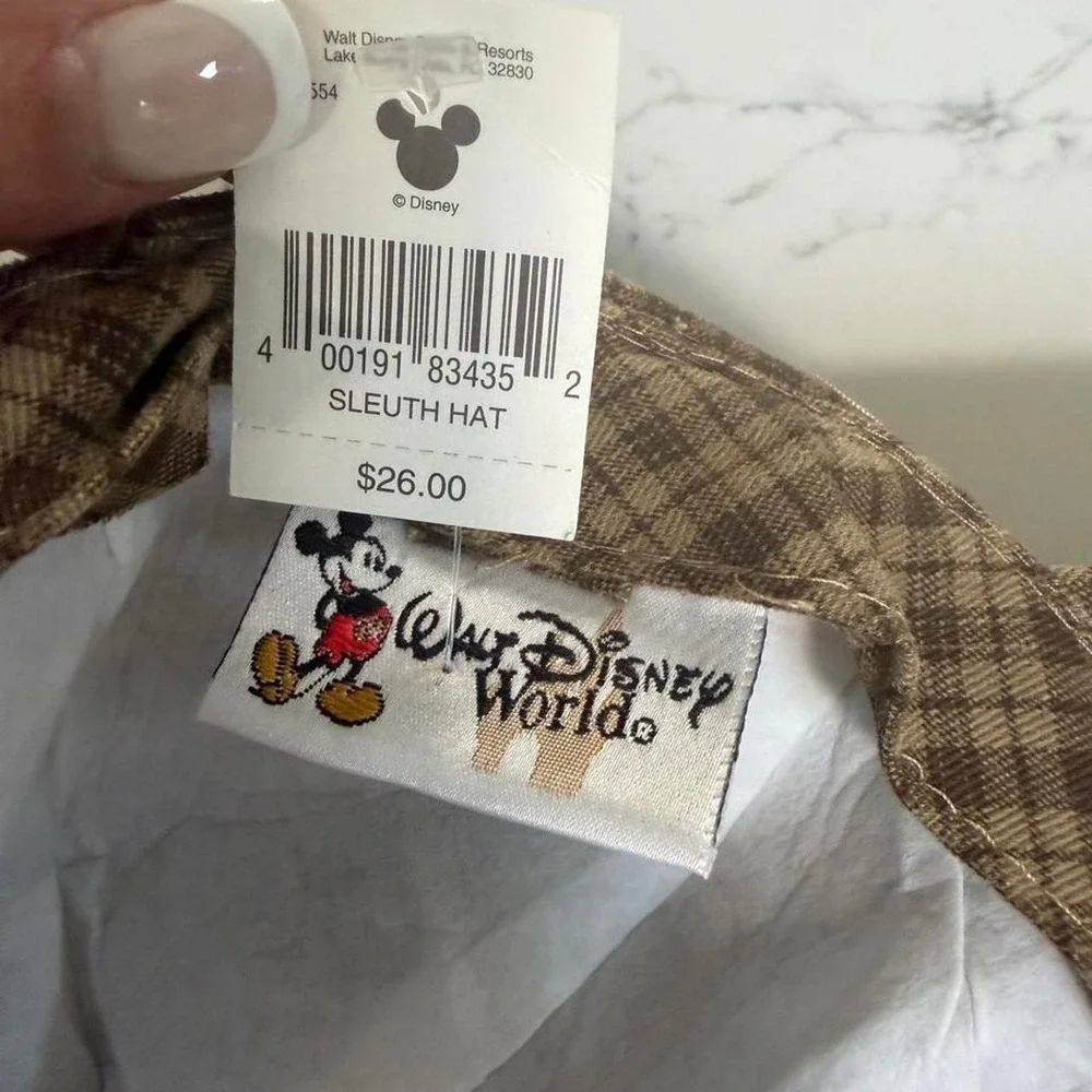 Disneyana 2002 Mr. Mouse Private Ear Sleuth Hat Plaid Detective Cap NWT